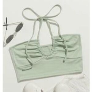 Green cropped halter top